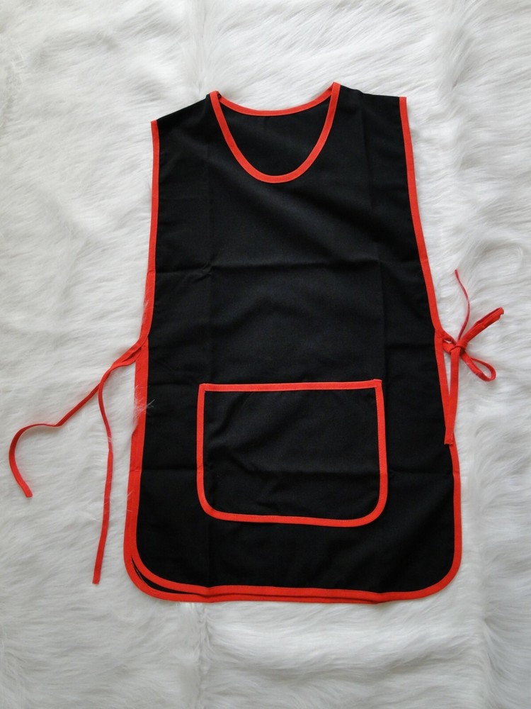 Black Popover Apron with Red Border