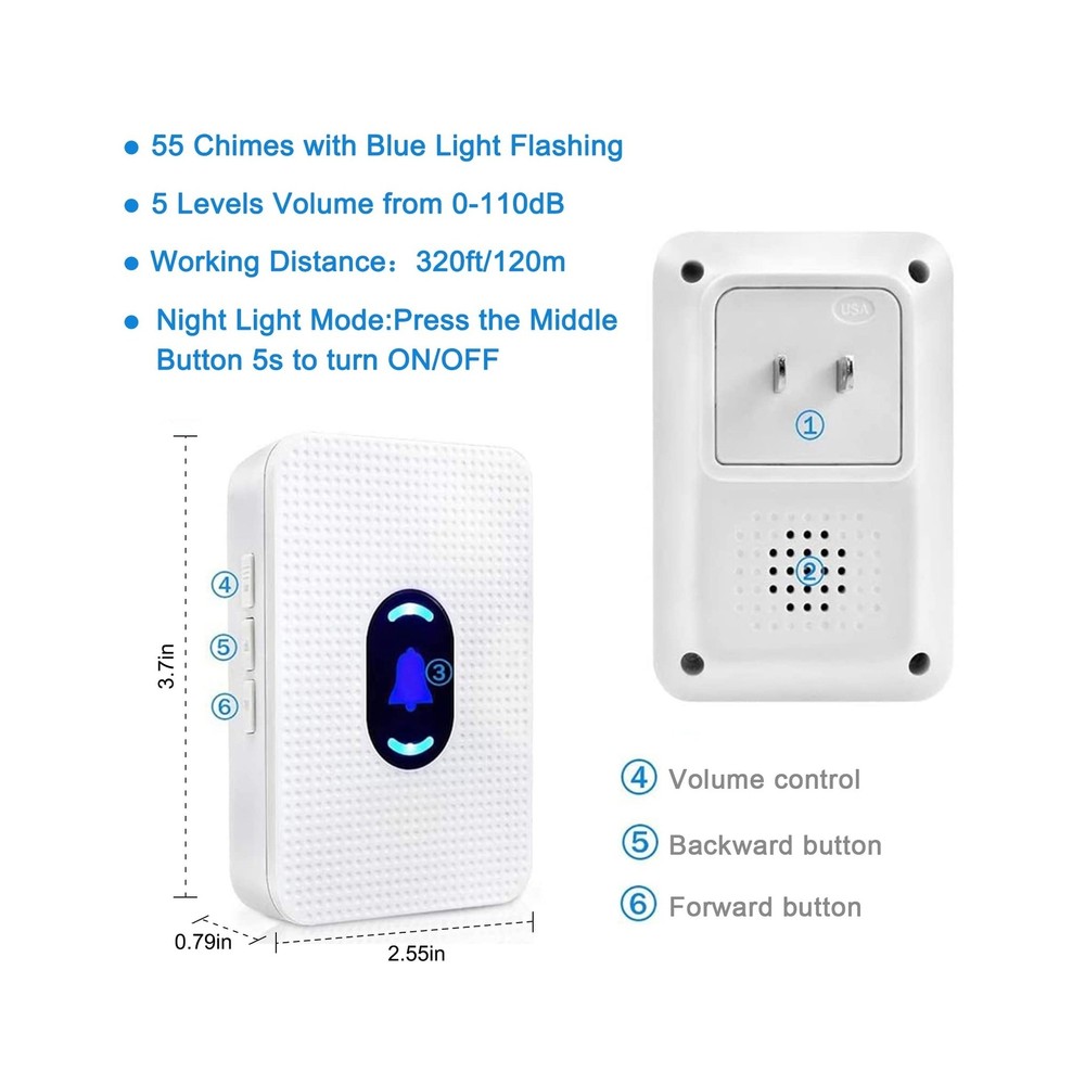 Daytech Wireless Caregiver Pager Call Button Elderly Nurse Alert System for E...
