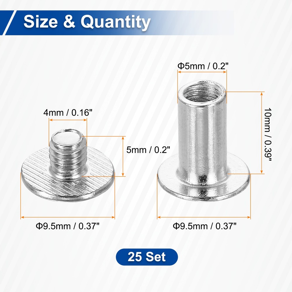 25set Phillips Chicago Screw M5x10mm Binding Post Screw, White
