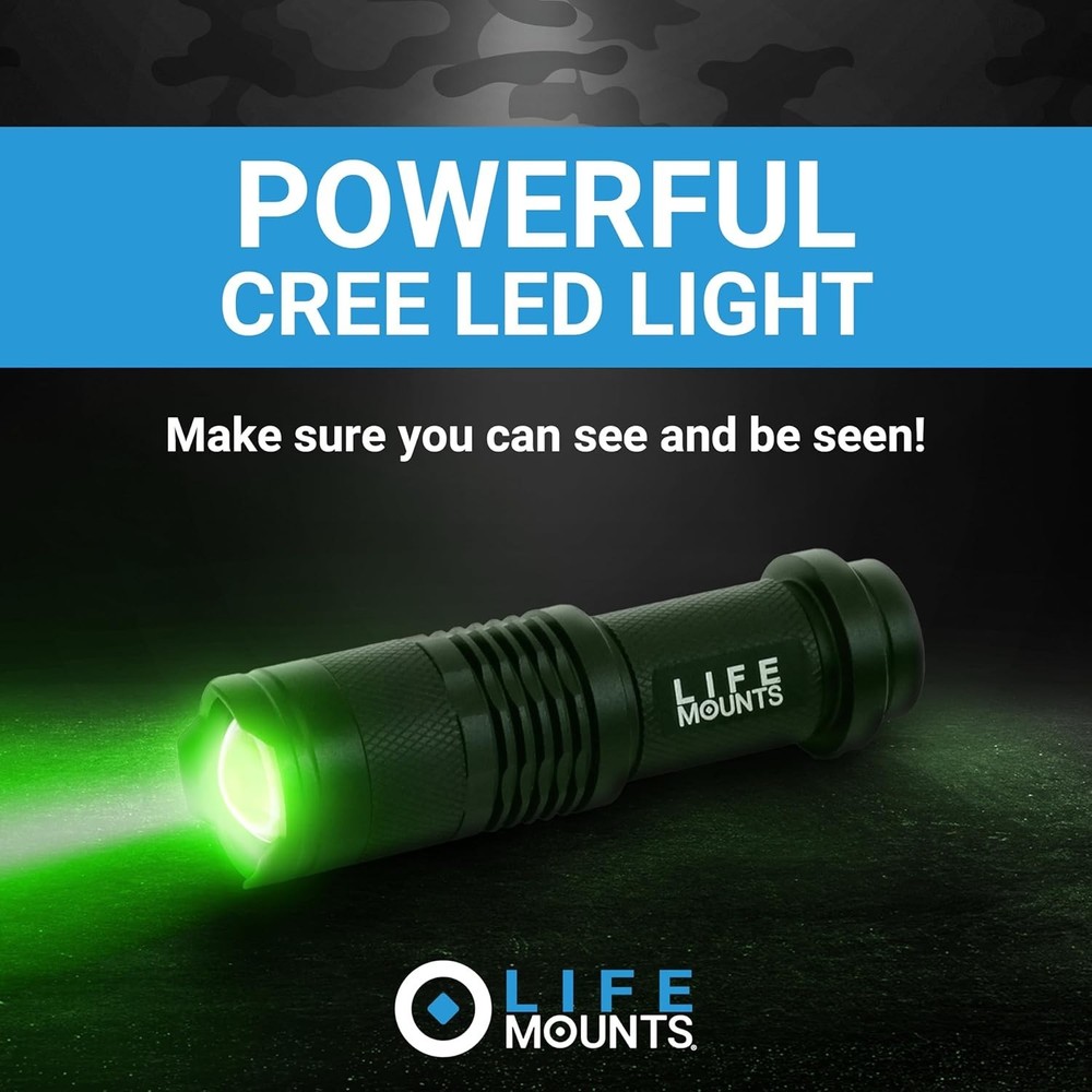 Tactical Helmet Flashlight Mount, Green LED