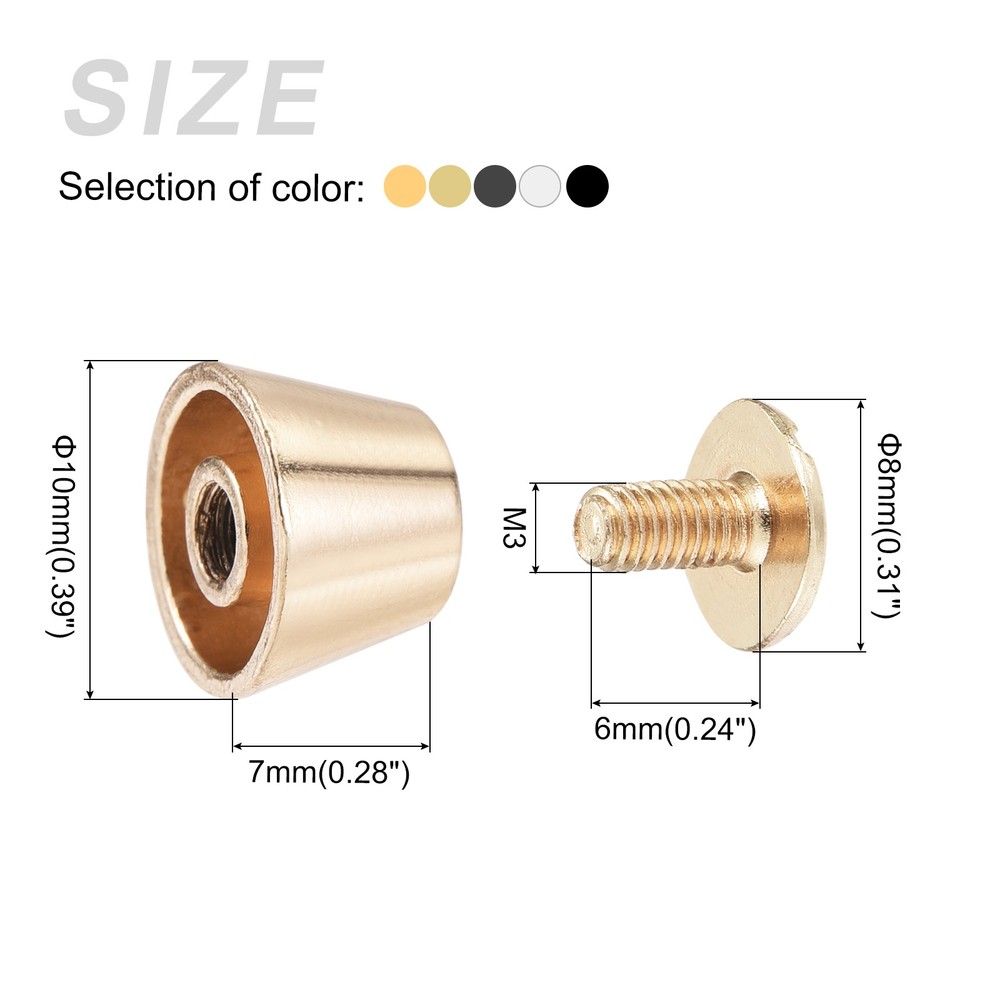 Screw Back Stud Spike (10x7mm) 20pcs, Flat Head Stud Rivets