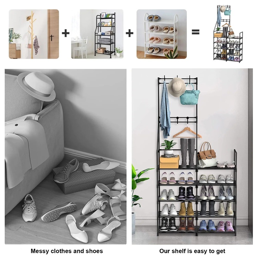 Double Row Hanging Shoe & Hat Rack