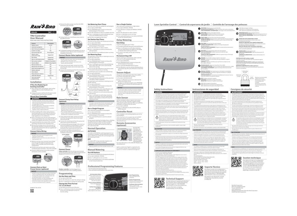 Rain Bird TRU6I Program-Based Indoor Irrigation Controller/Timer, WiFi Ready,...
