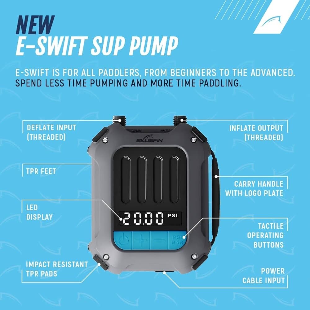 BRAND New - Bluefin E-Swift Electrics Portable Paddleboard Pump - 20 PSI