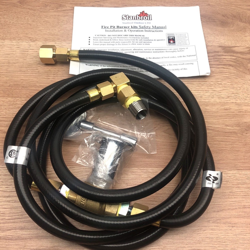 STANBROIL NATURAL GAS CONNECTION FIRE PIT WITH HOSE 1/2" CHROME KEY