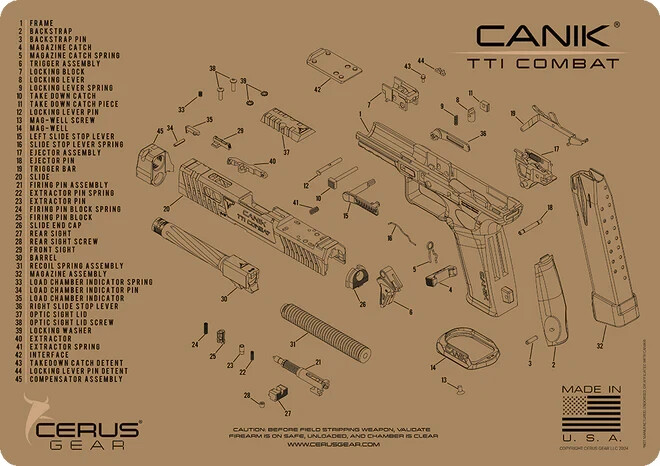 CANIK TTI COMBAT SCHEMATIC Handgun Mat FDE