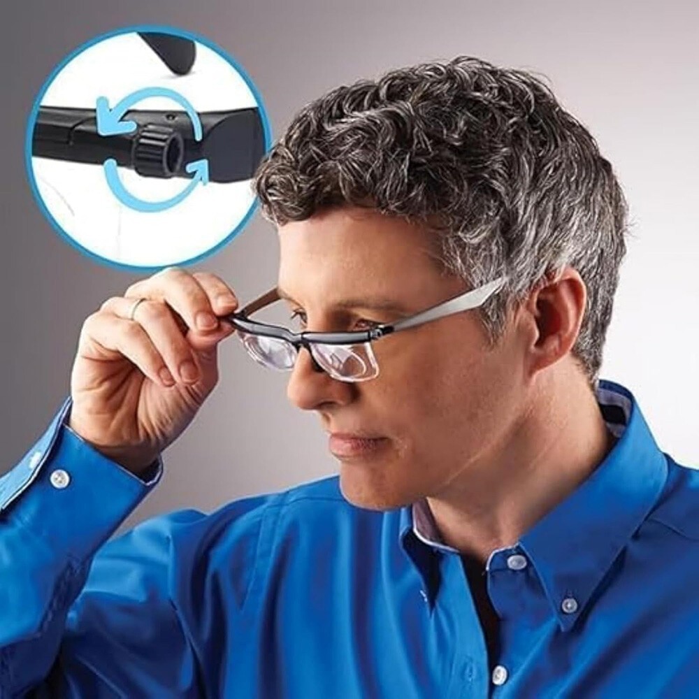 Dial Adjustable Glasses Variable Focus For Reading Distance Vision Eyeglasses US