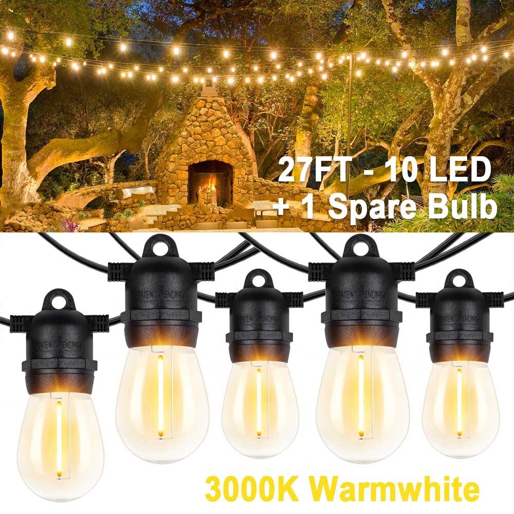 Vintage S14 LED String Lights 54ft Shatterproof IP65 Warm White Connectable