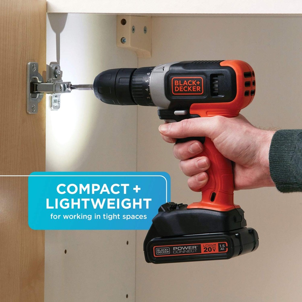 BLACK+DECKER 20V MAX Cordless Drill Kit with ‎Battery, Charger, Includes Dou...