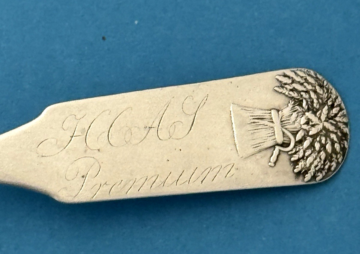 BASKET OF FLOWERS Coin Silver TABLESPOON Goodwin Hartford 8 1/4"