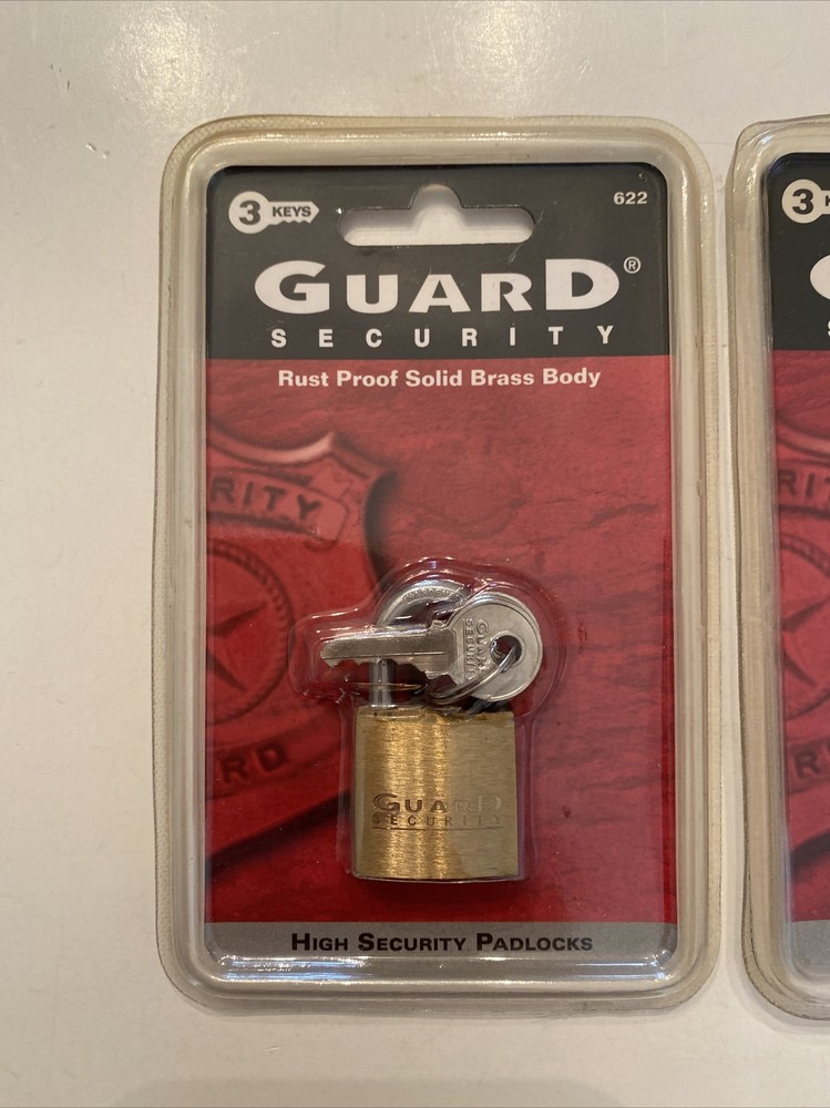 Guard Security Rust Proof Solid Brass Locks w/ Keys 622 - Lot 3 - New In Package