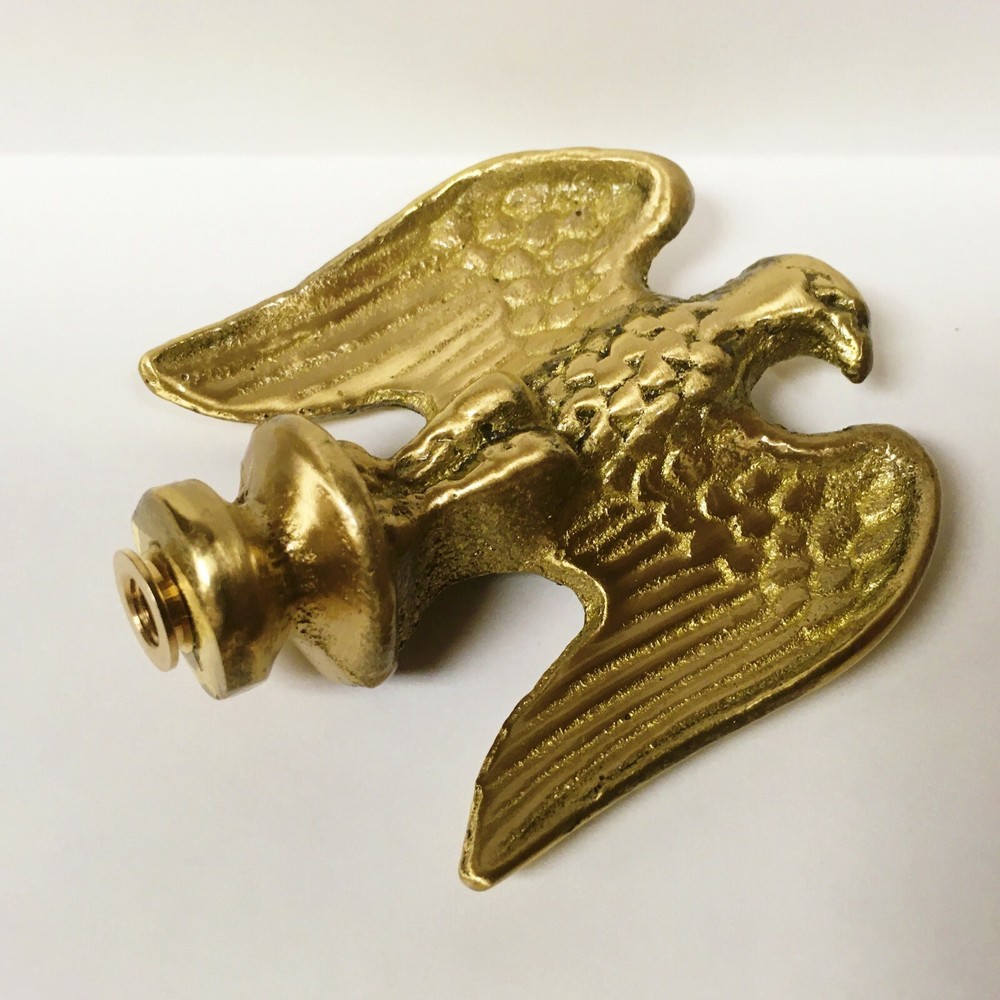 Lamp Finial-Solid Cast BRASS EAGLE, Highly Detailed W/Dual Threads, WB Finish-FS