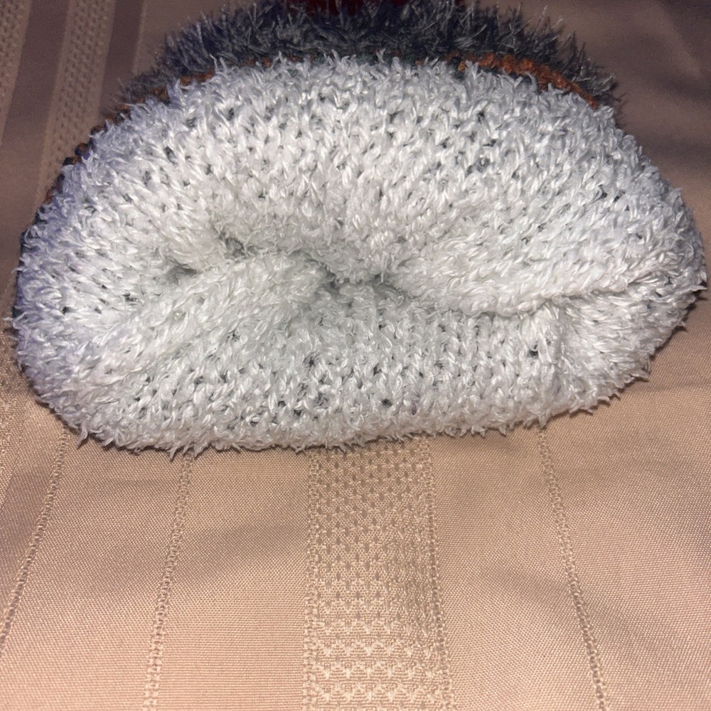 Hand Crocheted Beanie Hat with bee patch