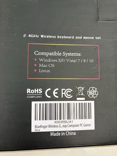 Bluefinger Wireless Keyboard and Mouse-Rainbow Backlight