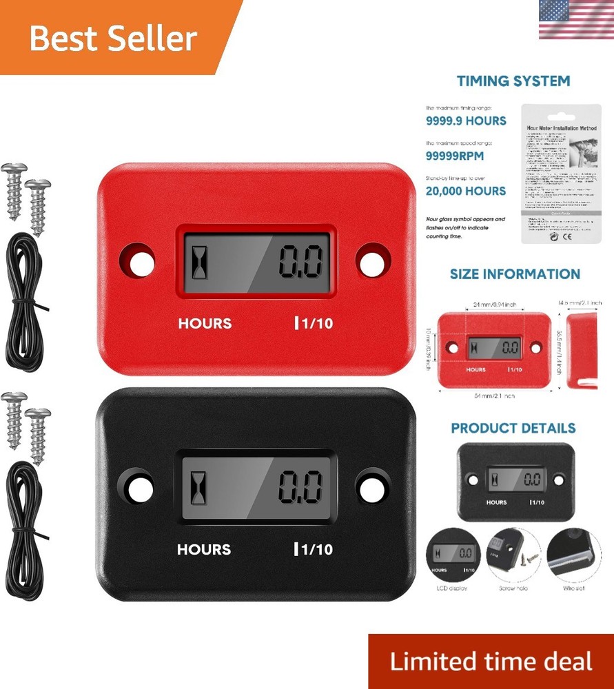 Versatile Hour Meter Set for Gas Engine Vehicles - Waterproof & Shock-Resistant