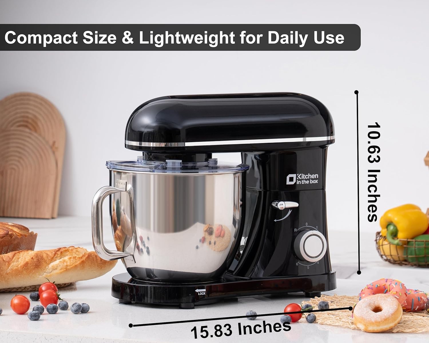 Kitchen in the box Stand Mixer 8.5QT 900W Heavy 6-Speed Stainless Steel