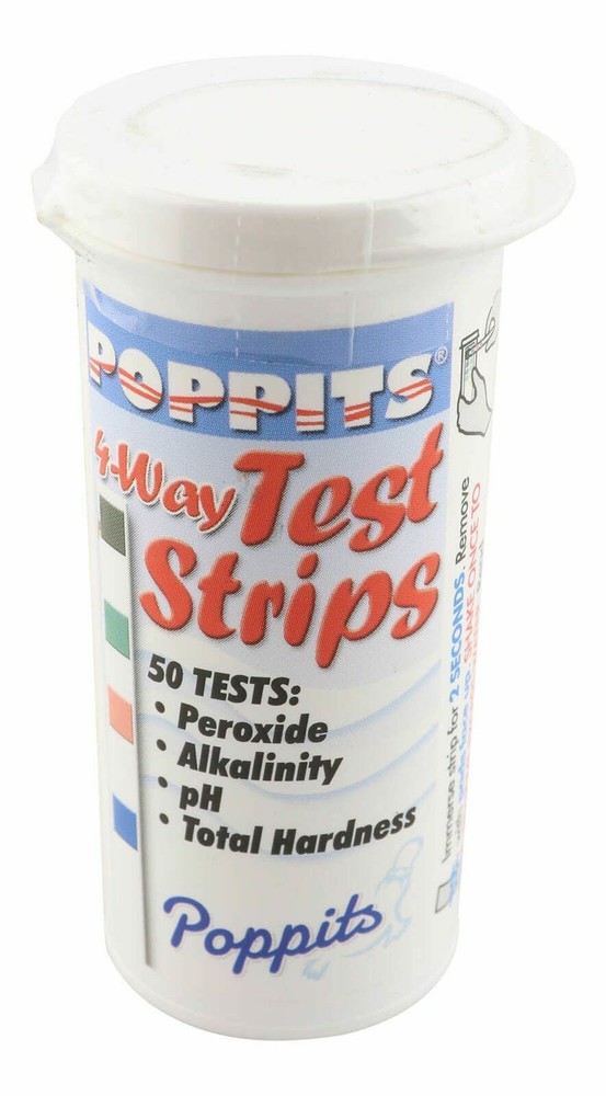 Spa Poppit Peroxsil 4 in 1 Pool & Spa Test Strips Peroxide PH Alkalinity TH Test