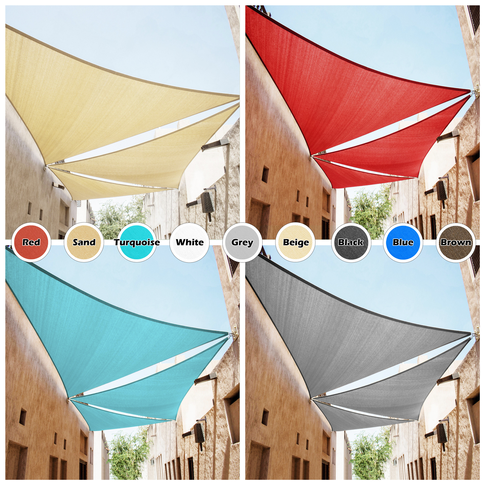 ColourTree Triangle Sun Shade Sail Outdoor Garden Patio Pool Awning Canopy Top