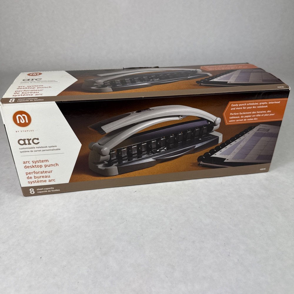 Staples Arc System 11-Hole Desktop Punch, 8-Sheet Capacity, Model 40836 EUC