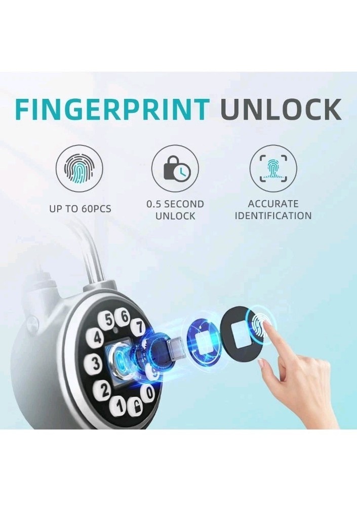 Fingerprint Padlock,Bluetooth Pad Locks with Code, Water Resistant Smart Padlock