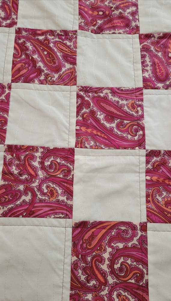 Pink Paisley Quilt 43 X 52"