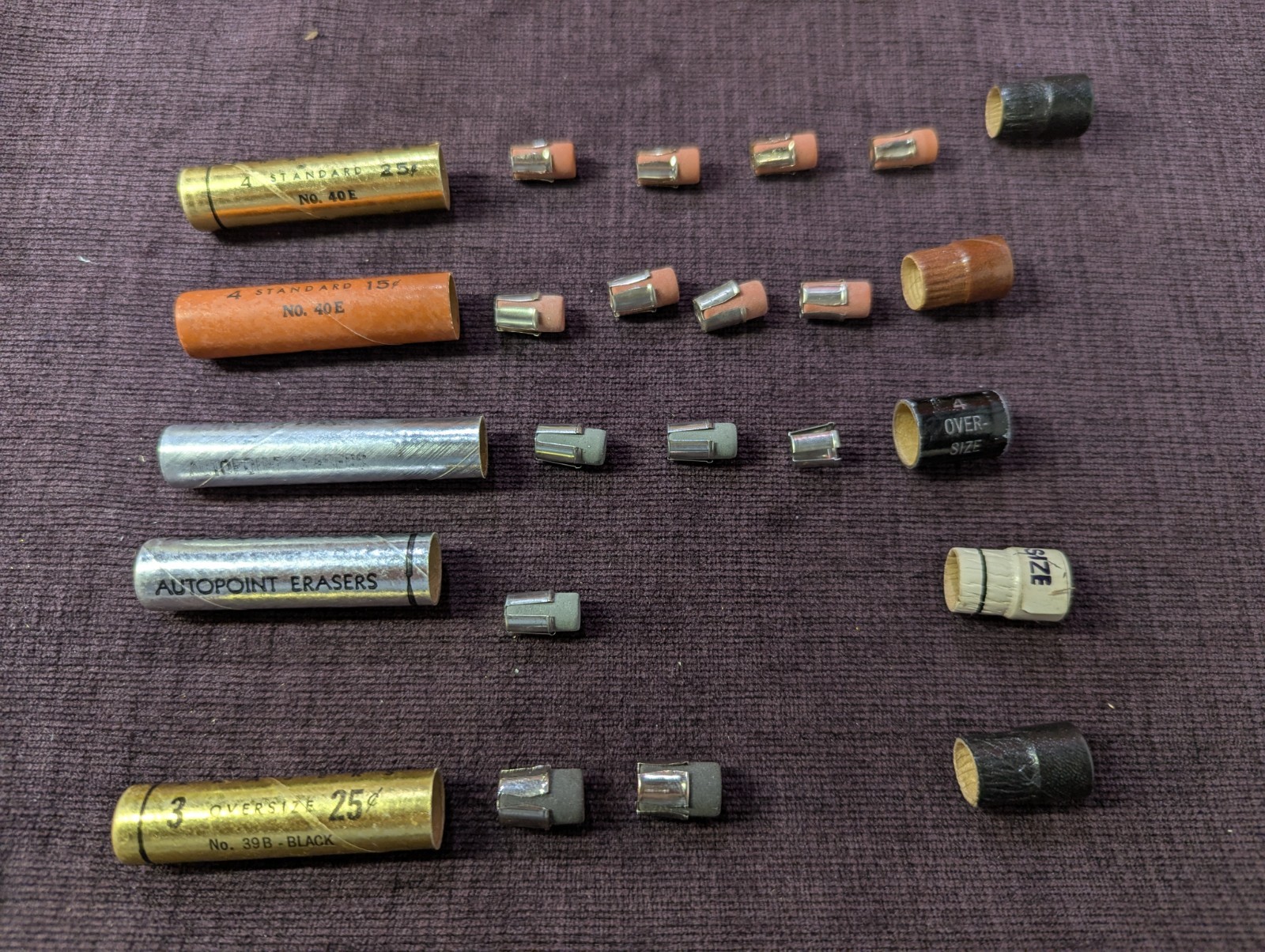 Lot of Misc/Vtg Erasers for Mechanical Pencils - Sheaffer, Scripto, Autopoint