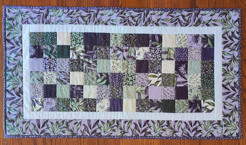 Purple Wild Iris Table Runner Handmade & Finished Quilt