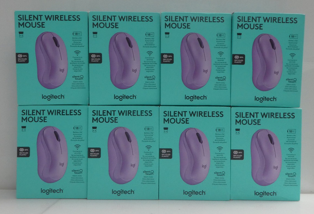 8 PACK Logitech Silent Wireless Mouse Purple 910-007483