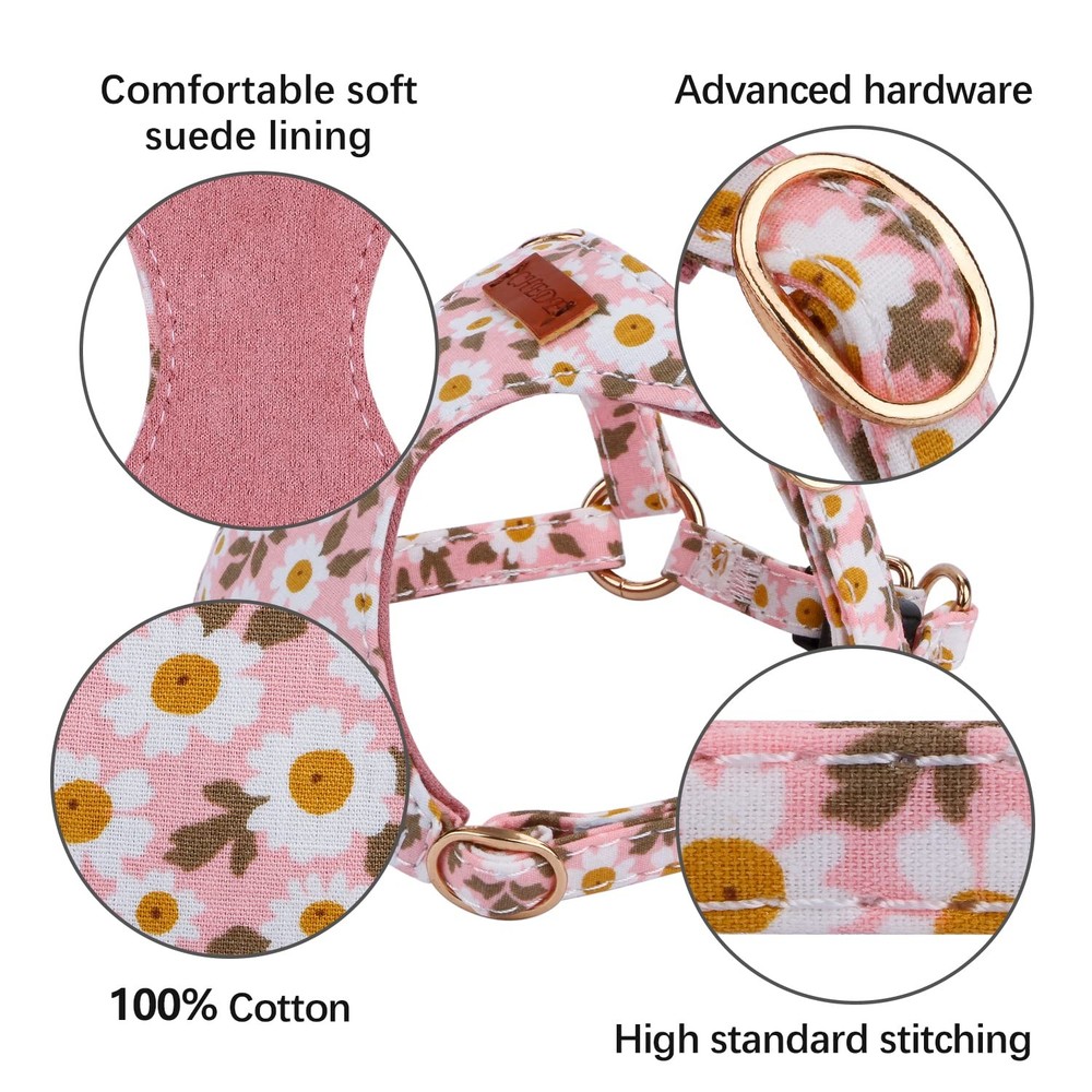 No Pull Floral Pattern Dog Harness- Lightweight, Soft, Adjustable Small Harne...