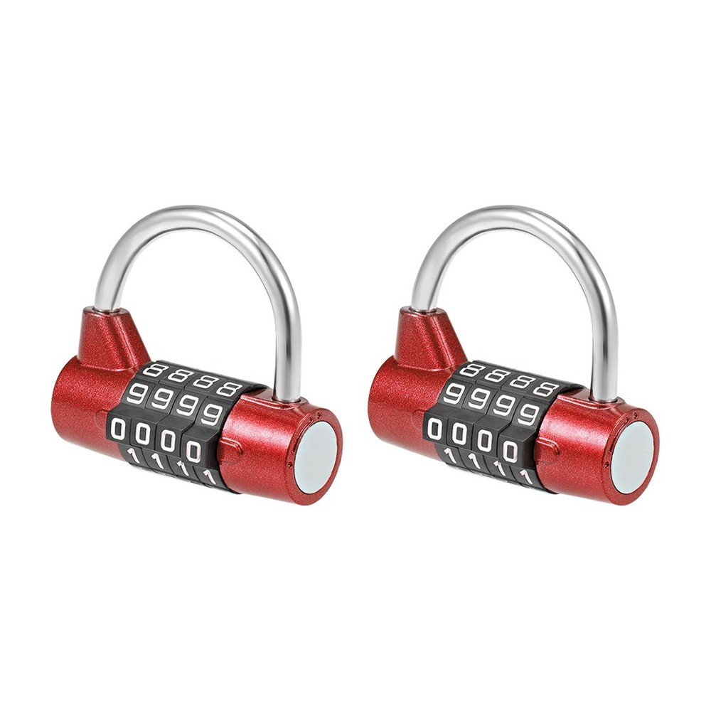 4-Digit Combination Padlock 2-inch Resettable Lock for Gate Locker Red 2Pcs
