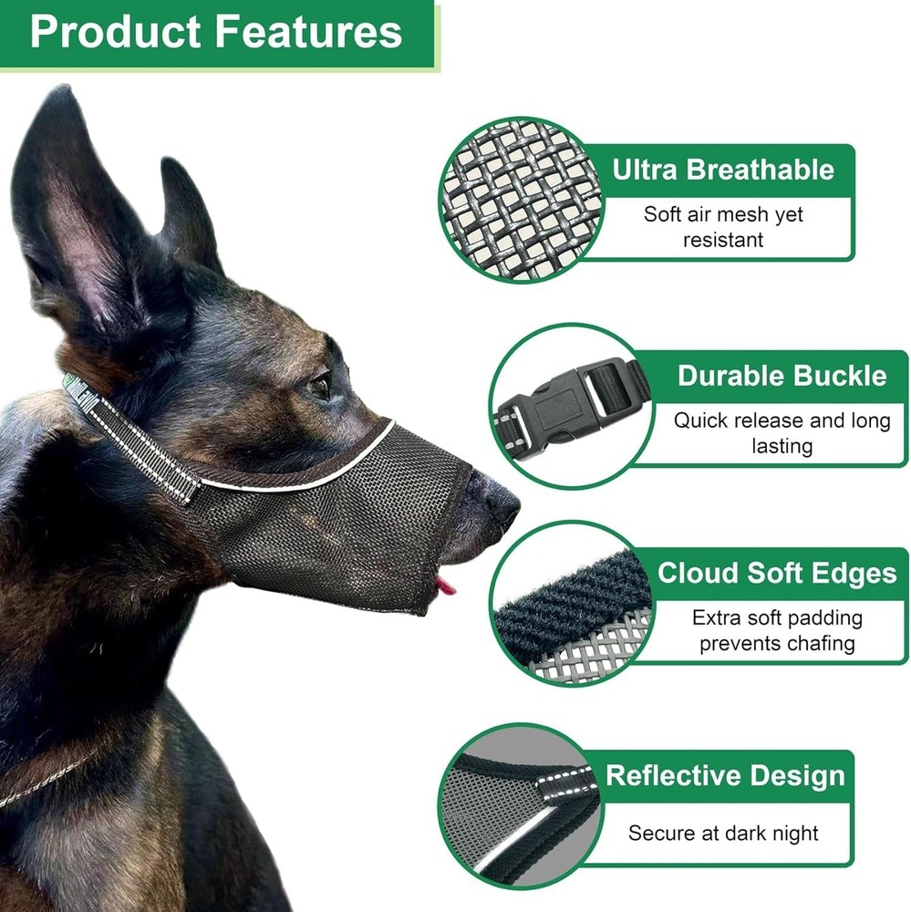 Dog Muzzle, Soft Mesh Muzzle for Large Medium Small Dogs Anti Biting Barking ...
