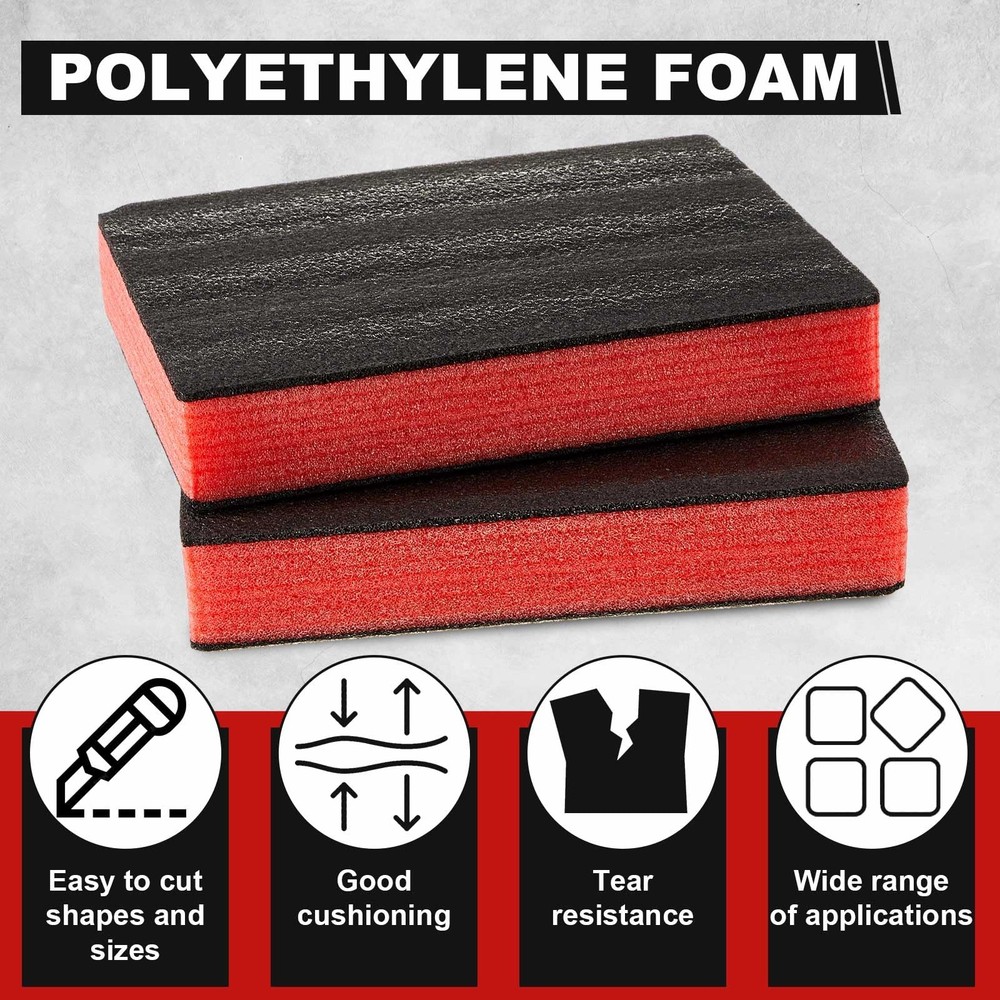 Hoolerry 2 Pcs Customizable Polyethylene Foam Packing Inserts for Cases Thick Po