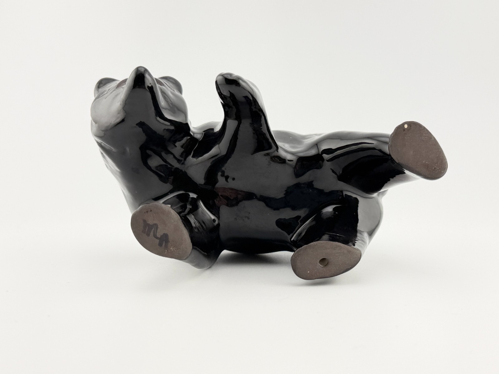 Maria Adelicia Native American San Juan Pueblo Black on Black Ceramic Bear