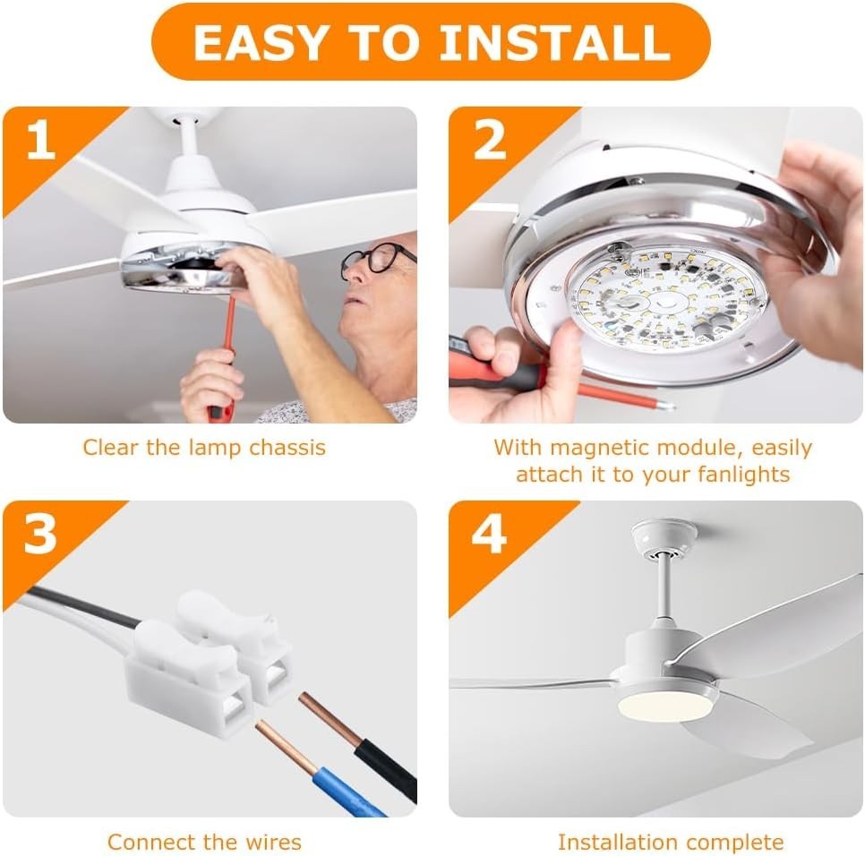 4 Inch Ceiling Fan LED Light Replacement 6000K, 18W LED Retrofit Kit