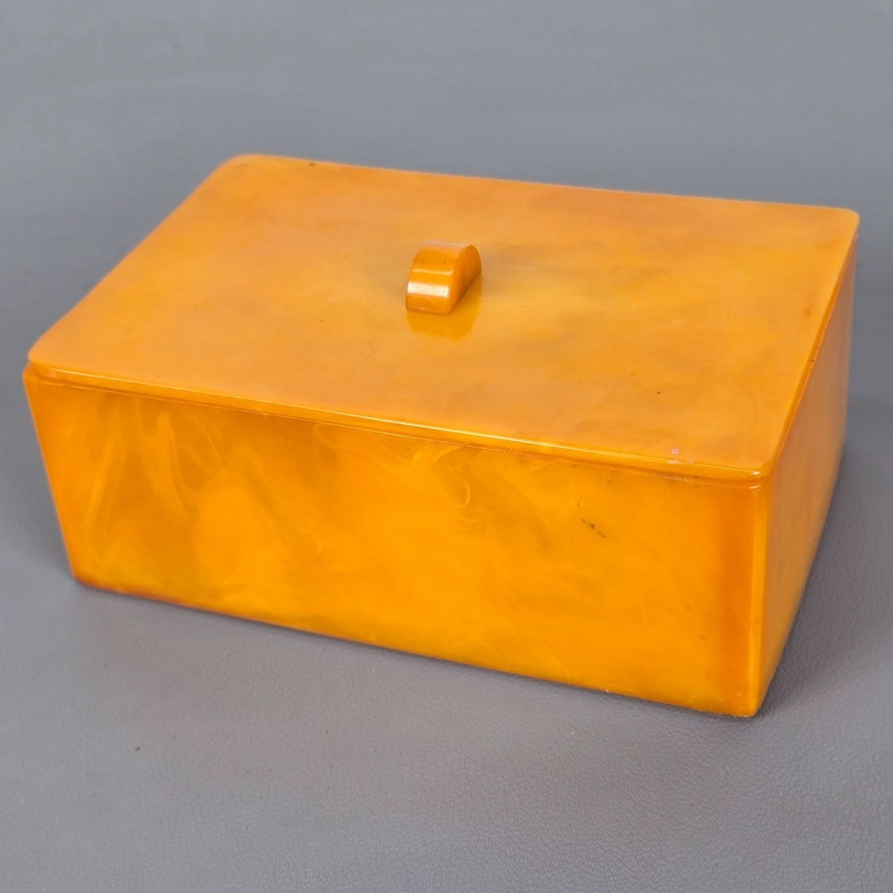 Orange Butterscotch Bakelite Trinket/Jewelry Rectangular Storage Cigarette Box