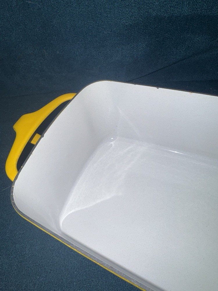 Vintage antique Dansk Yellow Rectangular Baking Loaf Dish enamel