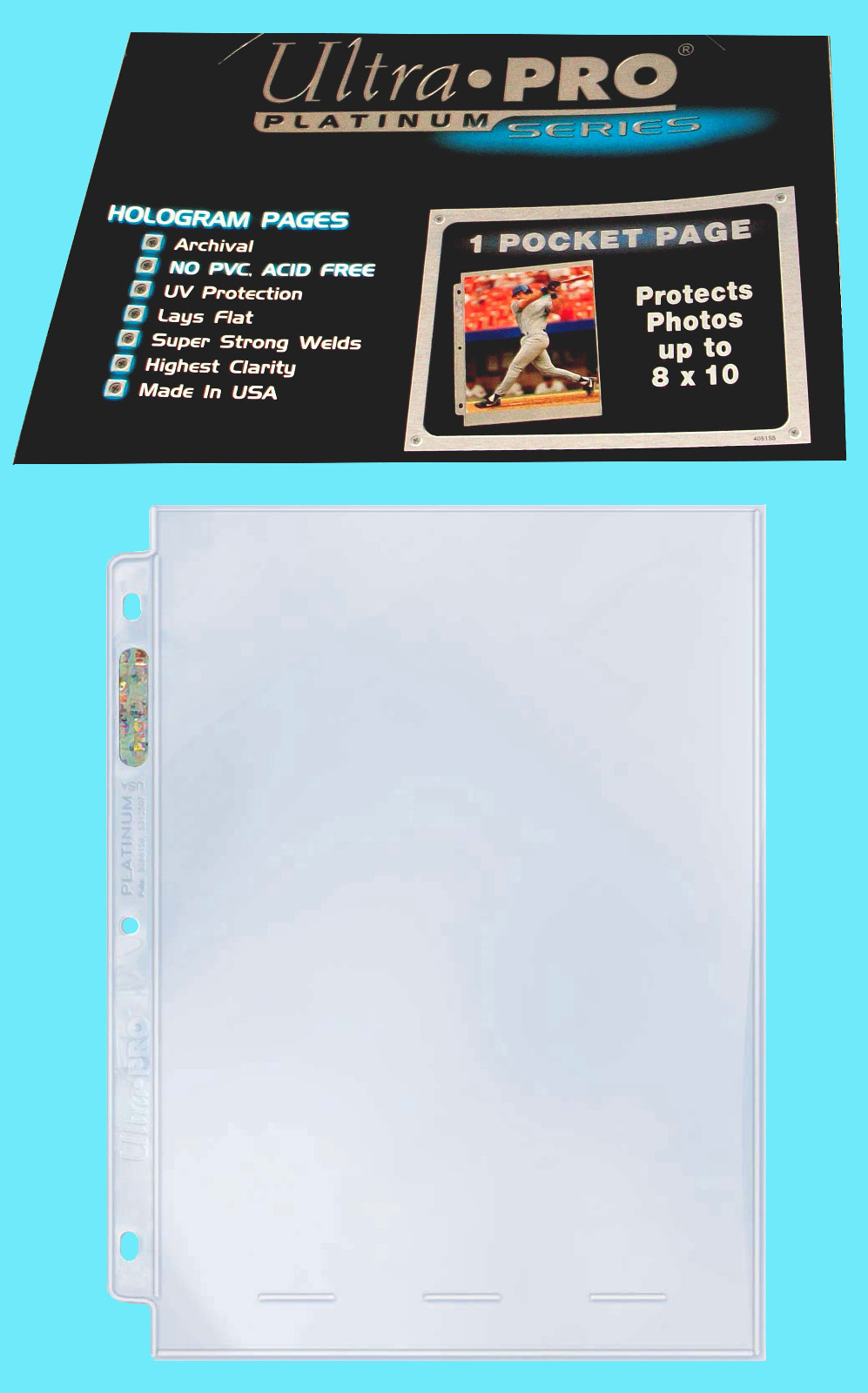 50 Ultra Pro Platinum 1-Pocket 8x10 Pages Sheet Photo Comic Book Magazine Sports