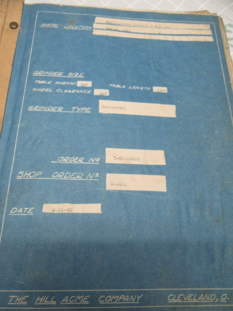 HILL OPERATING - MAINTENANCE MANUAL PRECISION SURFACE GRINDERS BOOK 1942