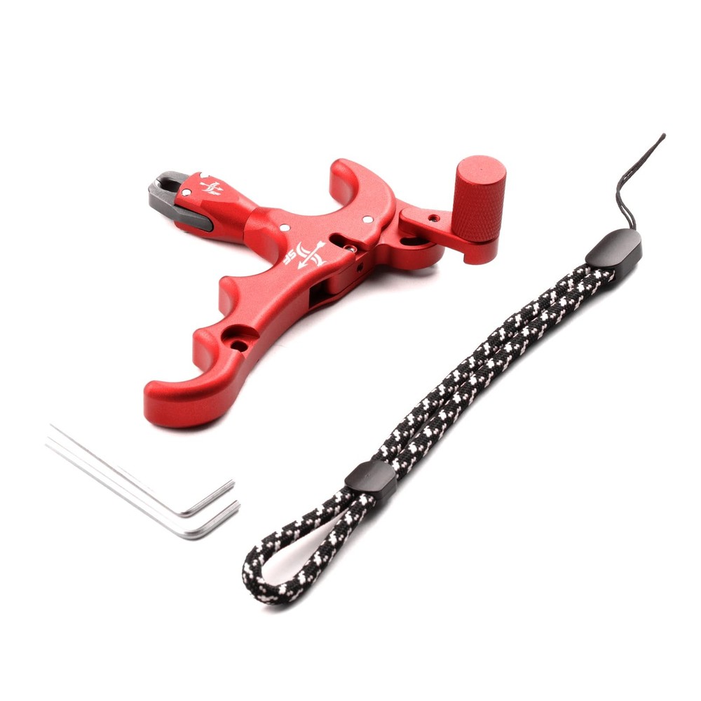 Bow Release for Compound Bow 4-Finger Archery Trigger, 360 Rotatable Thumb Aid