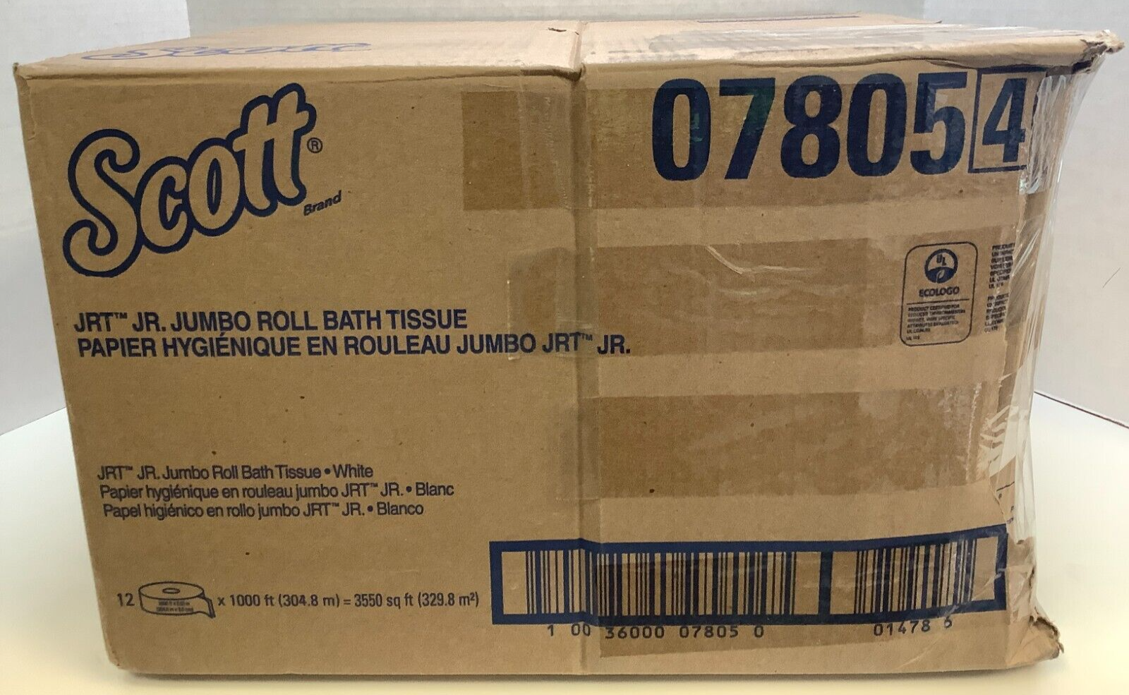 Scott 07805 Bathroom Tissue, 2-Ply, White, 1000 Ft. Roll, 12Pk, Disheveled