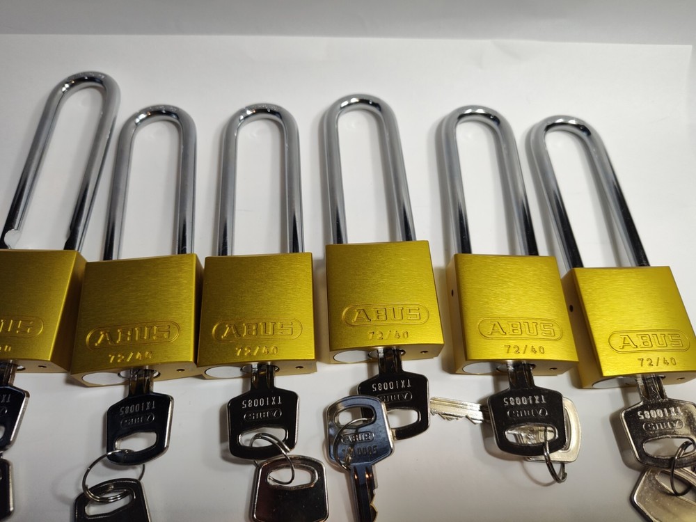 Abus 19371 Keyed Padlock, Open, Rectangular Aluminum Body, Chrome Plated