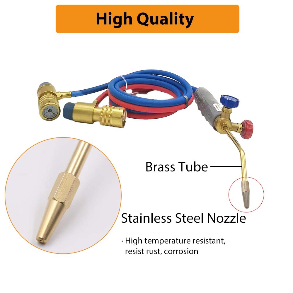 Oxygen MAPP Torch Kit W/ Pressure Meter W/ Tank Support, Glasses And Flint Spark