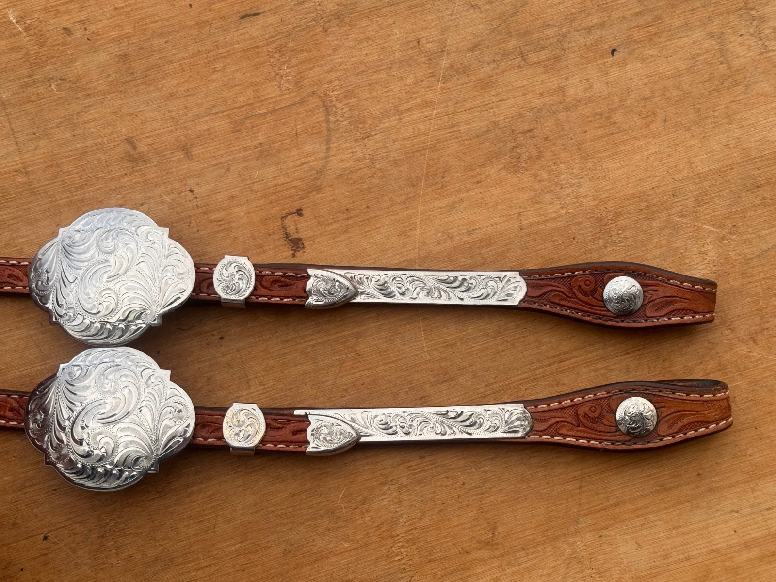 Billy Royal Tristan Silver Tooled Light Oil Western Show Horse Headstall