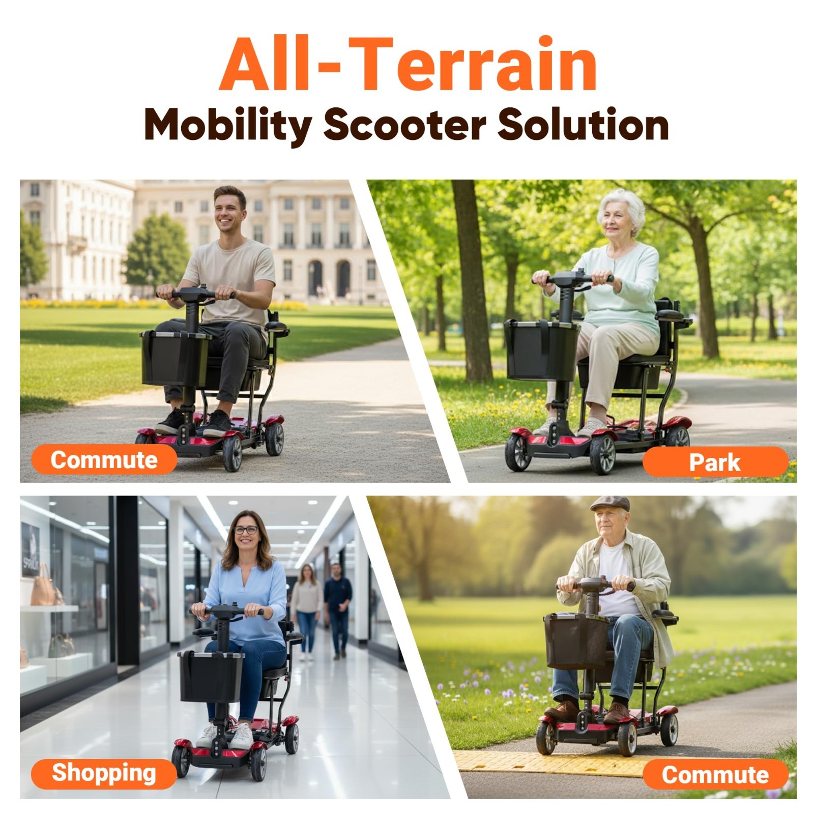 39LBS Foldable 4-Wheel Mobility Scooter for Seniors-All Terrain,Airline Approved