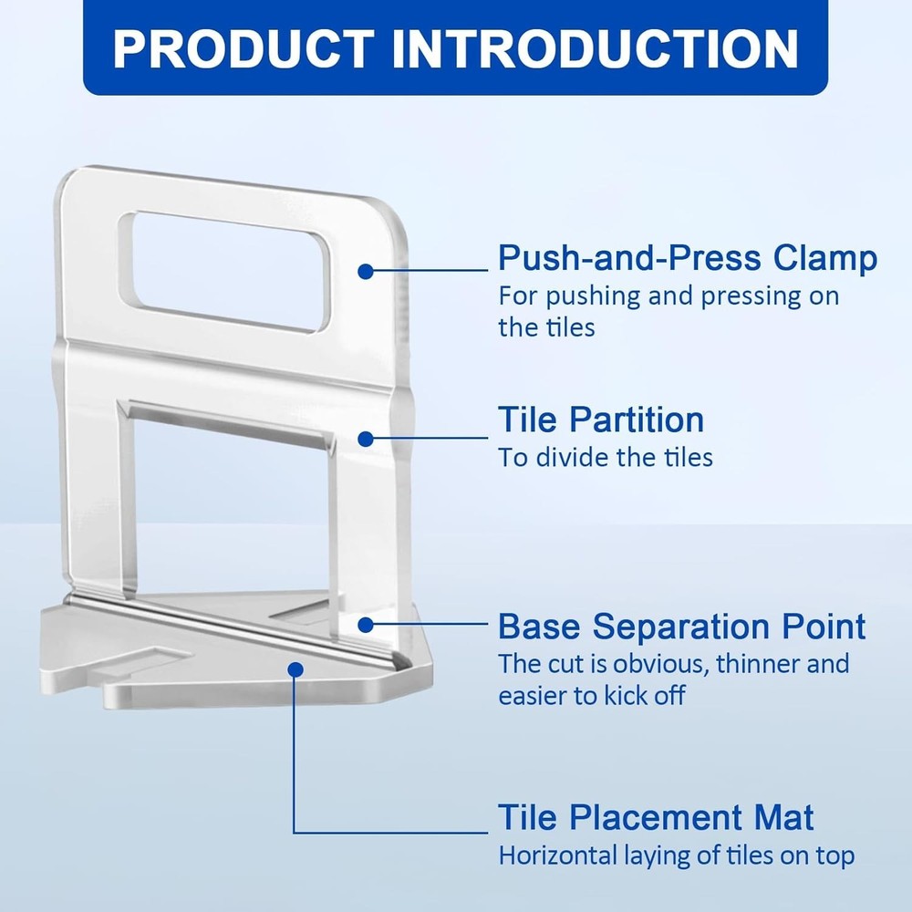 Transparent Tile Leveling Clips for 1/8 Inch Grouting Joint Installation