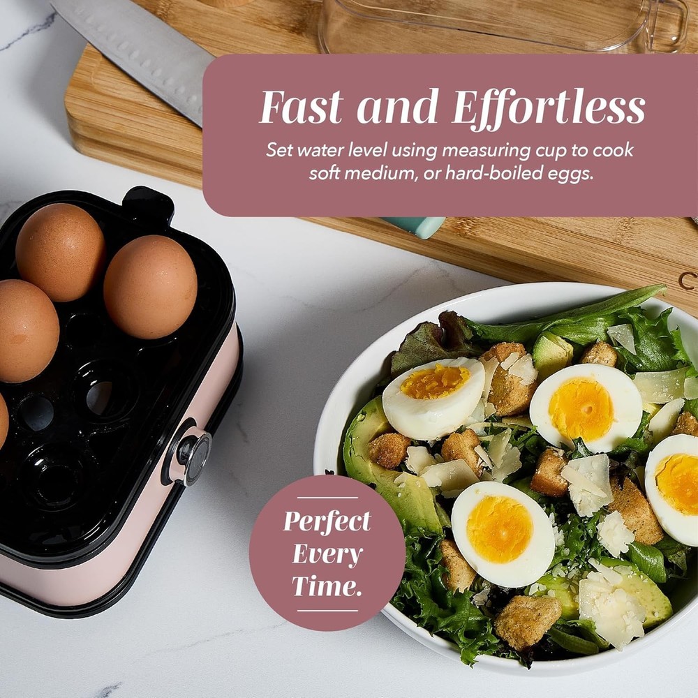6-Egg Capacity Egg Cooker – For Soft Medium Or Hard-Boiled Eggs Rapid Cook Time
