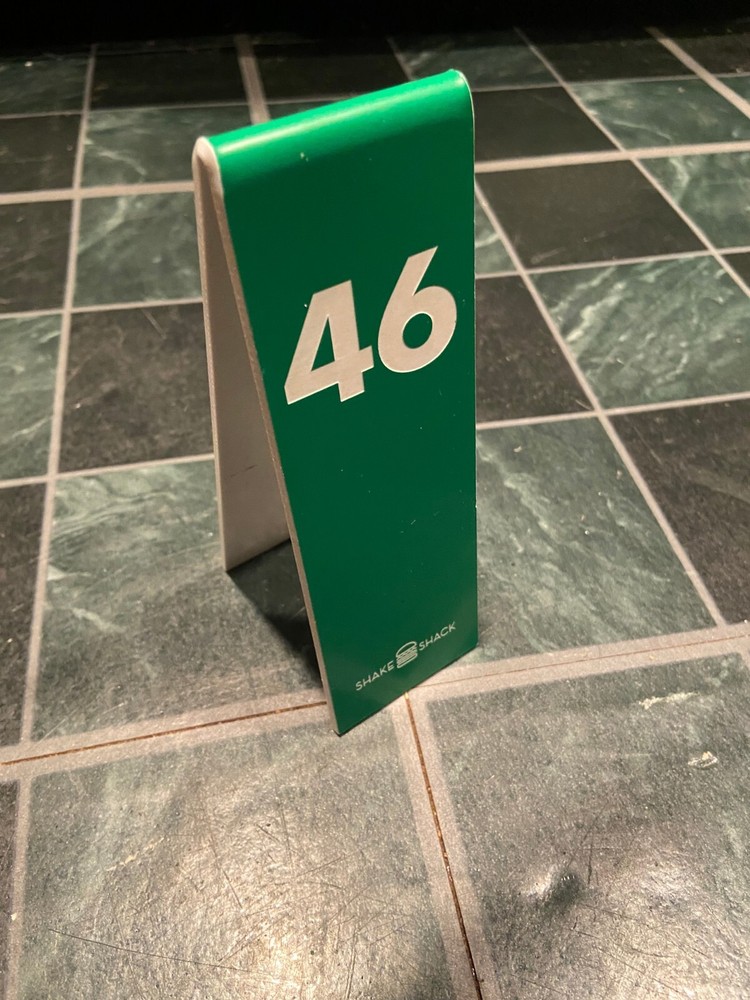 Shake Shack #46 Plastic Green Table Tent *Pre Owned* ddd1