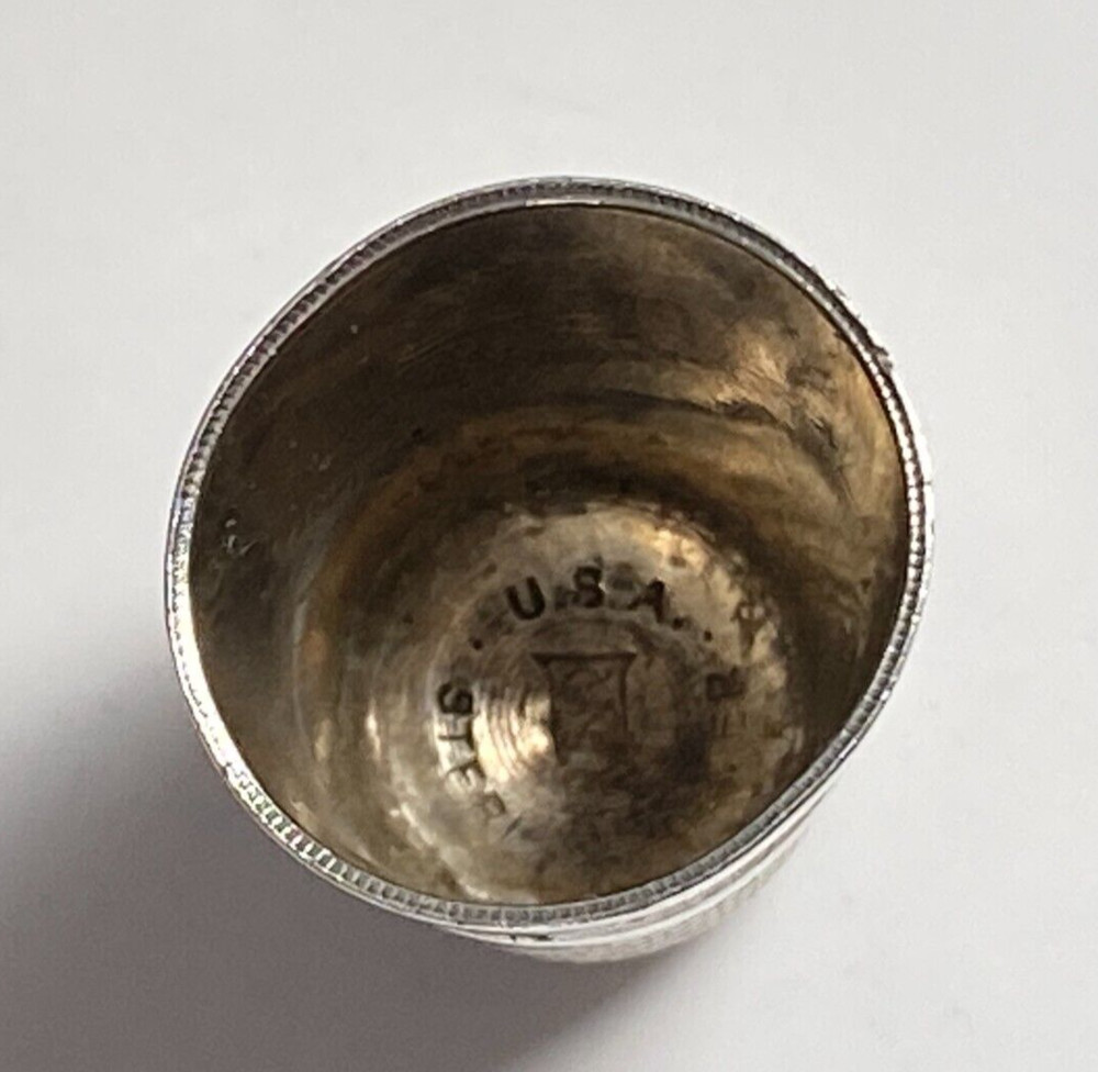 Antique 2x c1910 Solid Silver Thimbles One by U.S.A Simon Brothers & Other