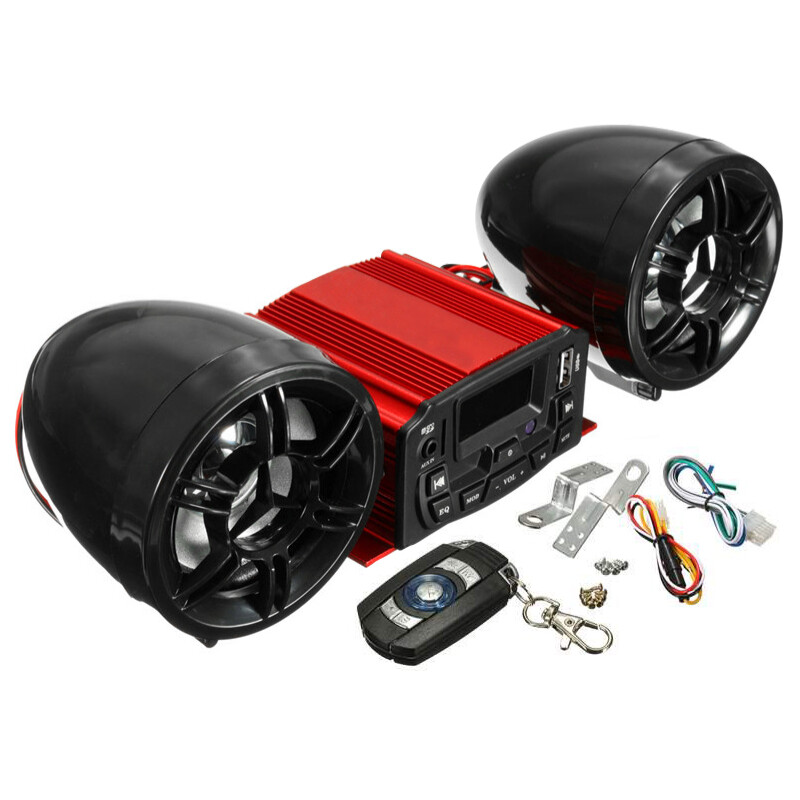 Motorcycle Audio Speaker Kits Bluetooth 4 Wheeler Stereo ATV AUX System FM Radio