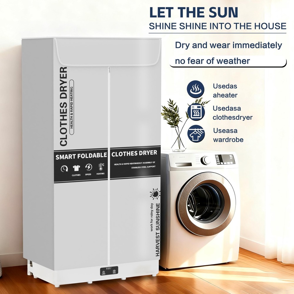 Clothes Dryer, Portable Foldable Drying Machine with Timer, Easy Carry Laundr...